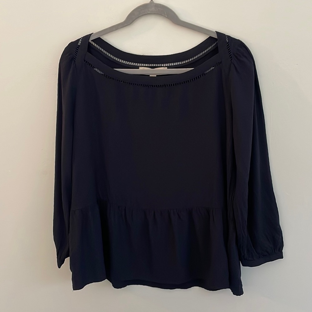 LOFT Navy Blue Peplum Top Sz Large